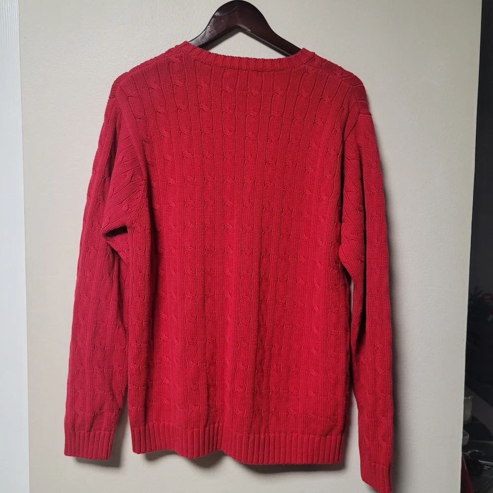 Joseph & Lyman Mens Medium Red Cable Knit Crewneck Sweater Classic Office
